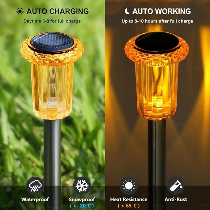 DenicMic Solar Halloween Lights Outdoor 10 Pack Fall Decorations for Home | Stake Lights for Yard Pathway Garden Walkway Driveway Patio Lawn, Auto On/Off Orange LED Autumn/Halloween Decor Waterproof - Image 4
