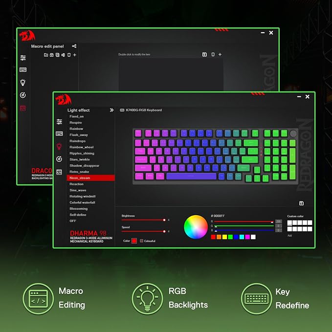 Redragon K740 Wired RGB Gaming Keyboard, Aluminum Base & Knob, 95% Layout | Rock-Solid Metal Build, Multi-Function Control Wheel, Creamy Custom Switch, Swap-Ready Socket, Fade-Resistant PBT Keycap - Image 8