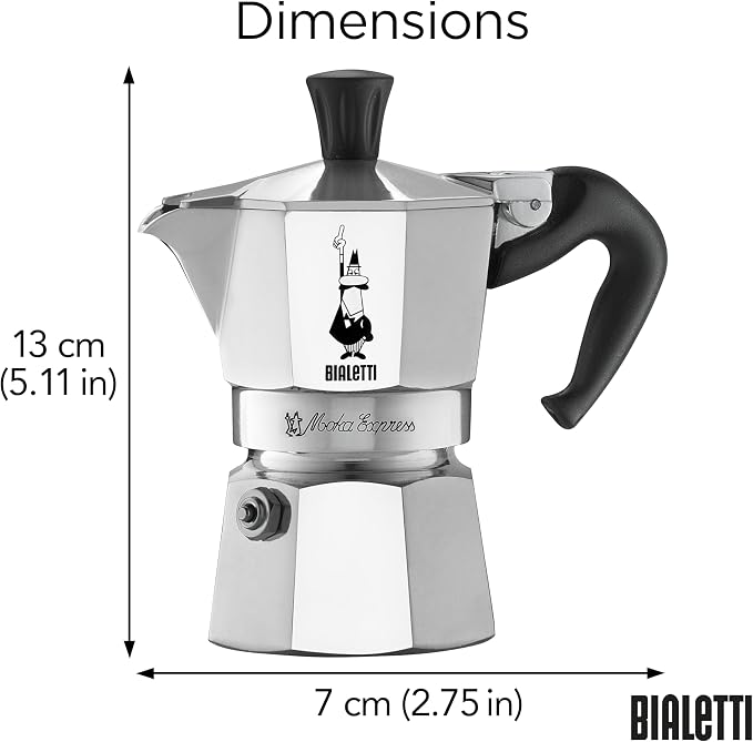 Bialetti - Moka Express: Iconic Stovetop Espresso Maker, Makes Real Italian Coffee, Moka Pot 1 Cup (2 Oz - 60 Ml), Aluminium, Silver - Image 3