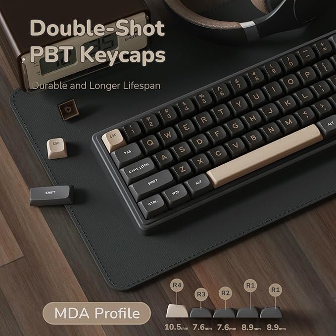 RK ROYAL KLUDGE R65 Wired Gaming Keyboard with Volume Knob, 60% Percent RGB Backlit Mechanical Keyboard Gasket Mount with PBT Keycaps, MDA Profile, QMK/VIA, 66 Keys Hot Swappable Cream Switch, Black - Image 4