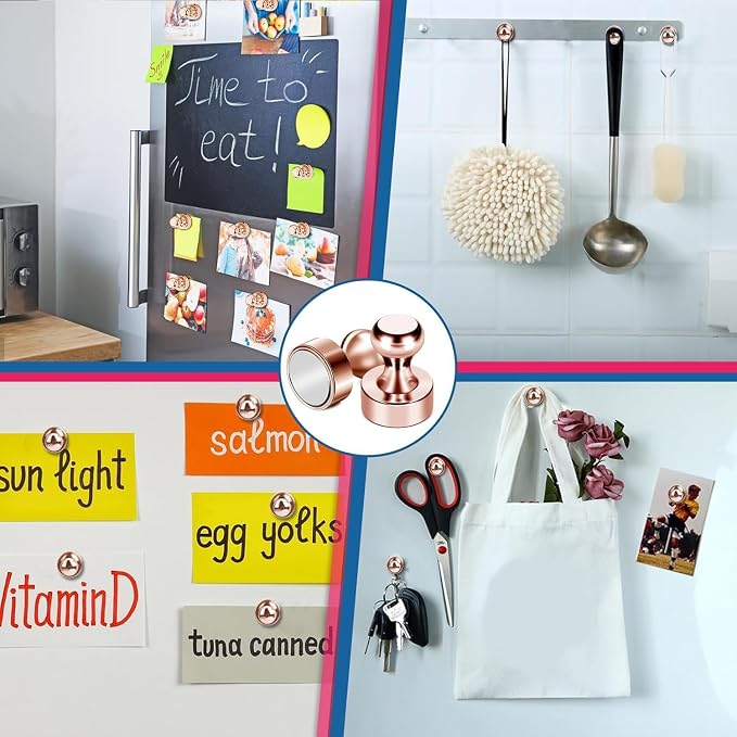 LOVIMAG Fridge Magnets 18Pcs for Refrigerator Whiteboard, Rose Gold | Small Strong Neodymium Metal Cute Push Pin for Classroom, Kitchen, Accessories Decorative, Office, Calendar - Image 2