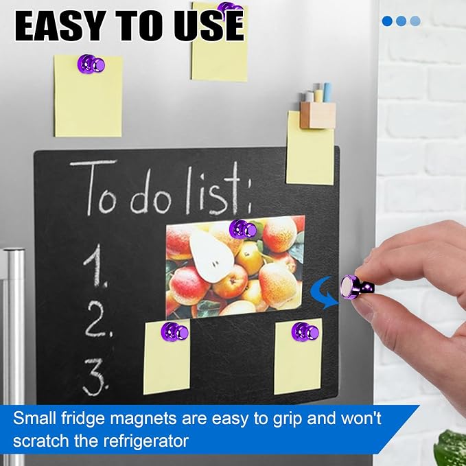 LOVIMAG Fridge Magnets 20Pcs, Magnet for Refrigerator Whiteboard, Purple | Small Strong Neodymium Metal Cute Push Pin for Classroom, Kitchen, Accessories Decorative, Office, Calendar - Image 6