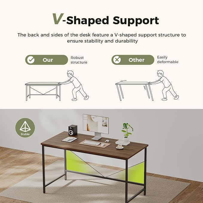 Mericonia 32x16 Inch Computer Desk, 0.6" Thick Small Office Table | Modern Simple Style, Small Study & Writing Table for Home Bedroom Work Walnut - Image 3