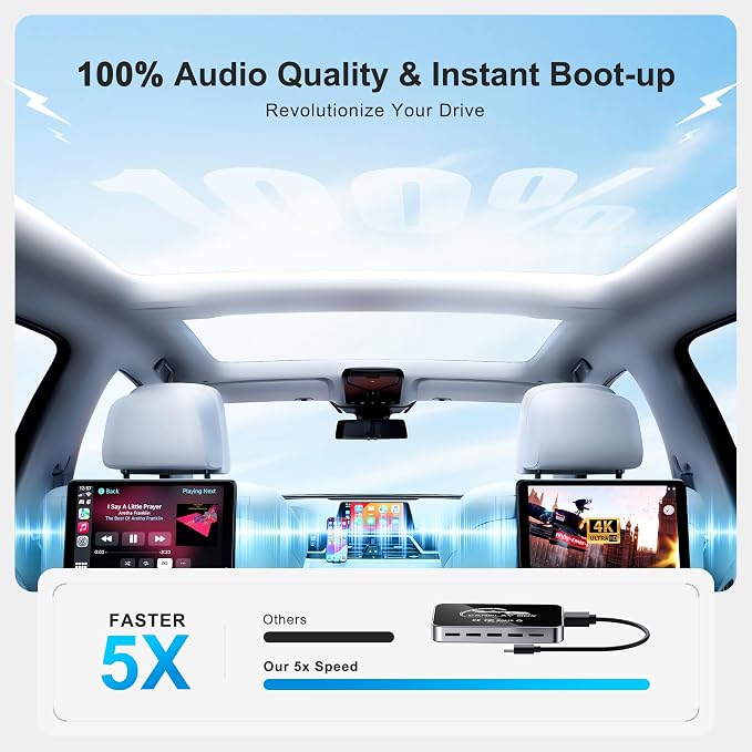 AI Box CarPlay, 3-in-1 Wireless CarPlay Adapter & Android Auto for OEM Wired Cars, Built-in Netflix/YouTube for Streaming, 5.8GHz WiFi, Convert Wired to Wireless, Plug & Play （4GB RAM+32GB ROM） - Image 8