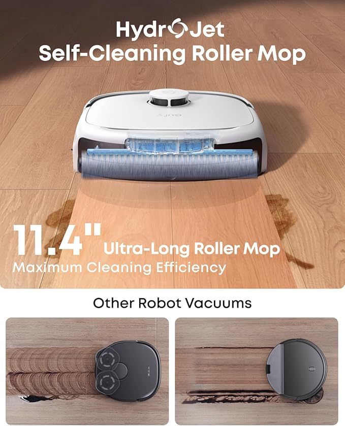 eufy E25 Robot Vacuum and Mop Combo, 20,000 Pa, HydroJet Roller Mop | Extendable Side Brush, All-in-One Station, AI Obstacle Avoidance, Zero-Tangle Design, Edge-to-Corner Cleaning, White - Image 2