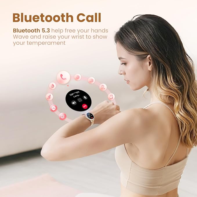 KEEPONFIT Smart Watches for Women Android/iPhone, IP68 Waterproof Fitness Tracker with Bluetooth Calls(Answer&Make), Activity Pedometer/Heart Rate/SpO2 Monitor/100+ Sports Model (Silver Blue) - Image 2