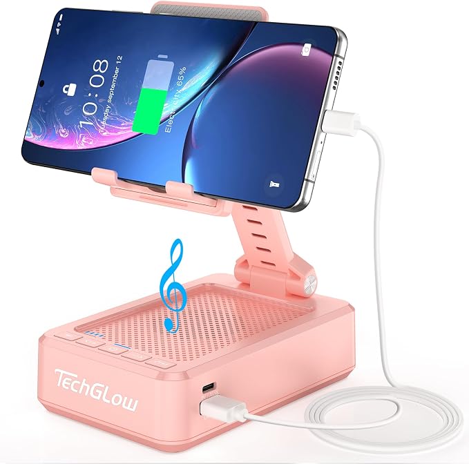 TechGlow Gifts for Men Women Foldable Cellphone Stand with Charging Function Birthday Gift Idea for Mom Dad Cool Gadget Tech Gifts-Pink by TechGlow