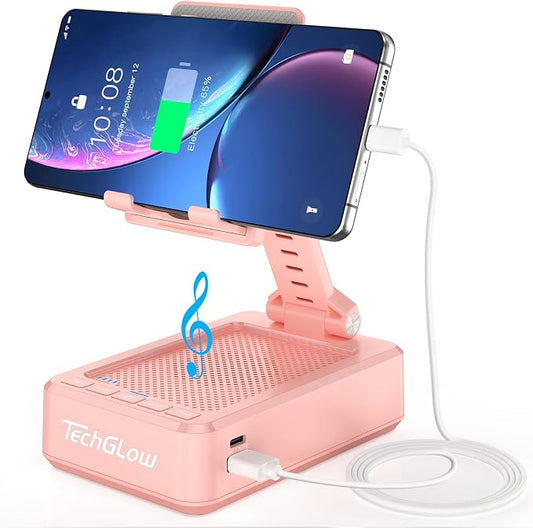 TechGlow Gifts for Men Women Foldable Cellphone Stand with Charging Function Birthday Gift Idea for Mom Dad Cool Gadget Tech Gifts-Pink by TechGlow