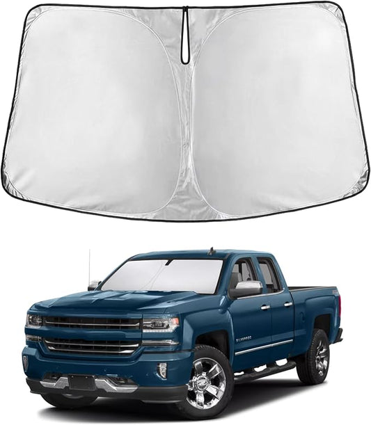 EcoNour Windshield Sunshade Compatible for Chevrolet Silverado/GMC Sierra 1500 2000 3500 2014-2019, Sun Visor for Front Windshield & Window Sun Shade Cover, UV Heat Blocker & Protector,Car Accessories by EcoNour