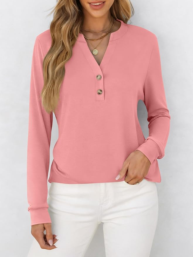 ANRABESS Women's Long Sleeve Shirts 2026 Spring Fashion Dressy Casual Tops Trendy Henley Blouses Cute Work Outfits Clothes - Image 3