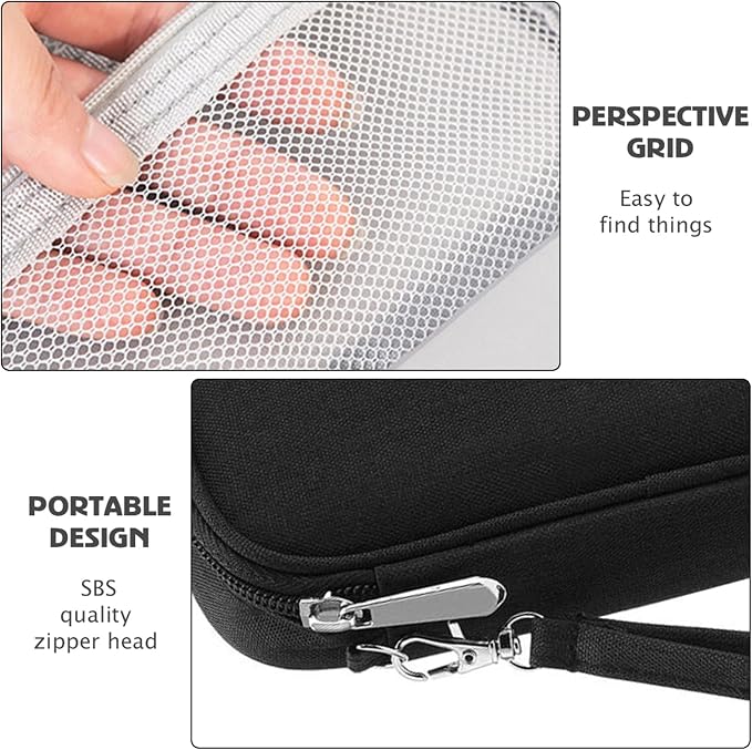 1Pcs Portable Cable Organizer Bag Small Electronic Cable Pouch Electronics Accessories Organizer Travel Digital Storage Bag for Power Bank Charger Card, Black - Image 5
