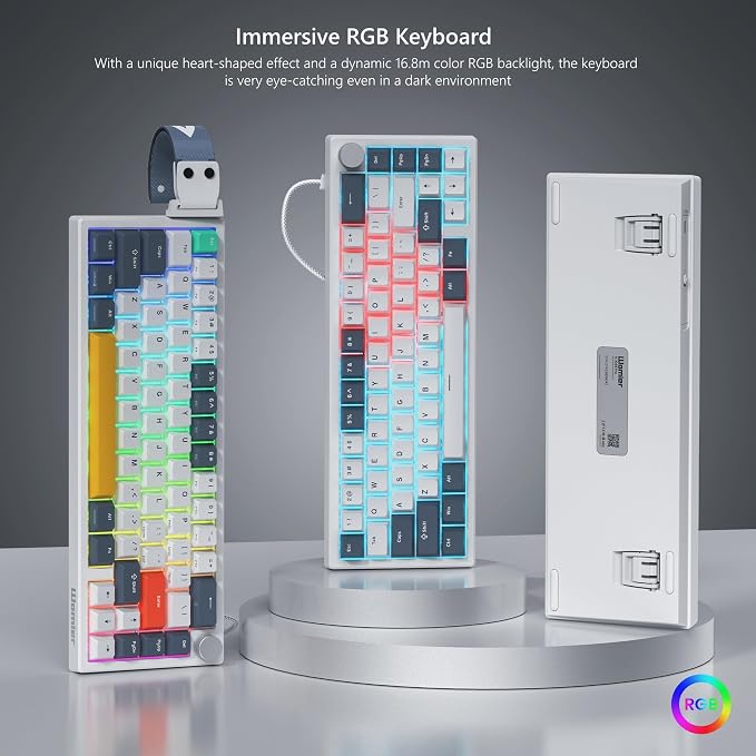Womier 60% Gaming Keyboard Wired, Creamy Mechanical Keyboard QMK/VIA | Hot Swappable Gasket Mount RGB Key board & Translucent Keycaps POM Linear Switch for Windows/MAC (VK66 PRO White) - Image 6