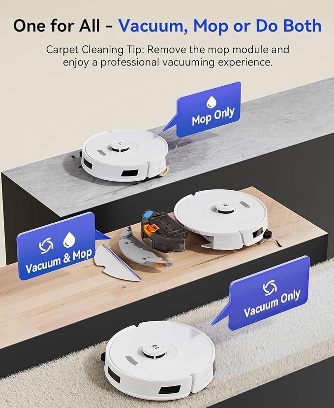 Robot Vacuum and Mop 20,000Pa Robot Vacuum Cleaner,120Day Self Emptying Vacuum Robot,Lidar Navigation,5G/2.4GWiFi APP Aspirateur Robot,Self-Charging Robot Vacuums for Pet,Floor,Carpet R11White - Image 4