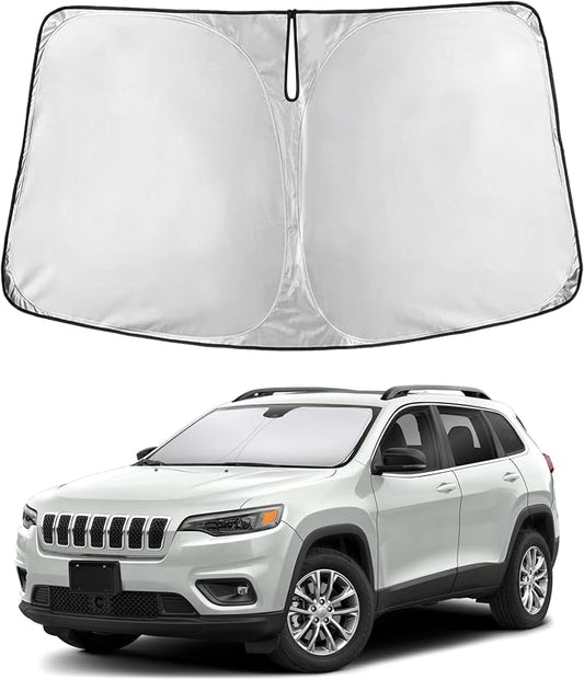 EcoNour Windshield Sunshade Compatible for Jeep Cherokee SUV (Not for Jeep Grand Cherokee) 2014-2021 2022 2023, 2026, Sun Visor for Front Window Sun Shade Cover, UV Heat Protector, Car Accessories by EcoNour