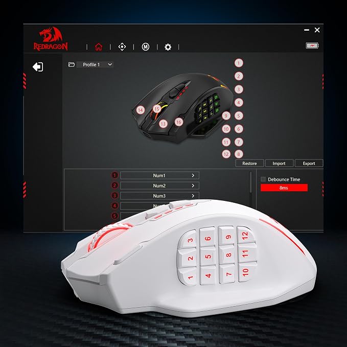 Redragon M913 MAX Wireless MMO Gaming Mouse 26000 DPI Remapping Keys | Cable-Free 0 Delay, Dedicated for FPS Gamers, Redefine Keybinding Macro, Vibing Backlight, Ergonomic Grip Body Comfort - Image 7