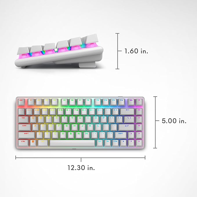Alienware Pro Wireless Gaming Keyboard, Linear Mechanical, RGB | 2.4GHz, Bluetooth 5.1, USB Wired, N-Key Rollover, PBT Double-Shot Keycaps, Detachable USB Paracord Cable, Lunar Light - Image 10