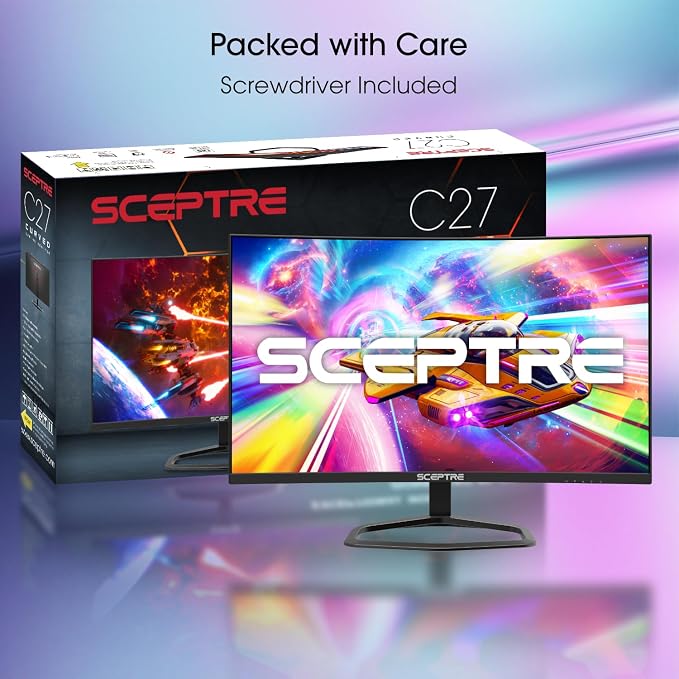 Sceptre New 27-inch Curved Gaming Monitor FreeSync 240Hz Plus DisplayPort HDMI 1ms 99% sRGB Build-in Speakers, R1500 Machine Black 2025 (C275B-FWT240 Series) | 27 Va Curved FHD 1080p, 1ms Mprt, Amd Freesync Premium, Built-in Speakers - Image 4