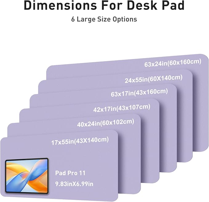 Aothia Faux Leather Desk Mat - Large Mouse Pad, Non-Slip PU Leather Blotter, Waterproof Writing Surface for Office and Home (Lavender, 40" x 24") - Image 5