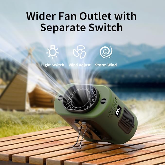 Socool 14500mAh Portable Waist Fan Clip on Belt 360 Rotation Wearable Rechargeable Personal Shirt Fan, 67H Cooling 5-Speed Battery Operated with Light, Neck Fan Hands-Free for Outdoor Jobsite Camping - Image 7