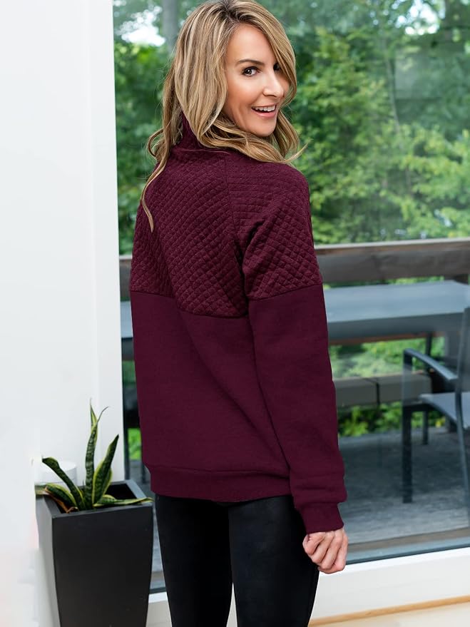 BTFBM Women Fashion Quilted Pattern Lightweight Zipper Long Sleeve Plain Casual Ladies Sweatshirts Pullovers Shirts Tops - Image 5