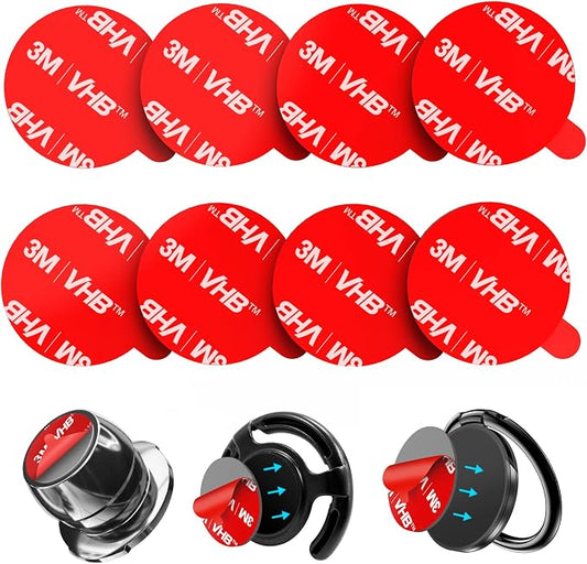 pop-tech Sticky Adhesive Replacement for Magnetic Car Mount, 8PCS Circular Heat Resistant Double Sided Strong Sticker Pads for Magnet Cell Phone Stand & Finger Ring Holder & Socket Grip Base by pop-tech