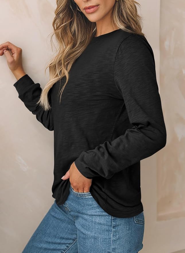 EVALESS Womens Crewneck Long Sleeve Tops Casual Polka Dots Tops Fall 2026 Tshirts Shirts - Image 3