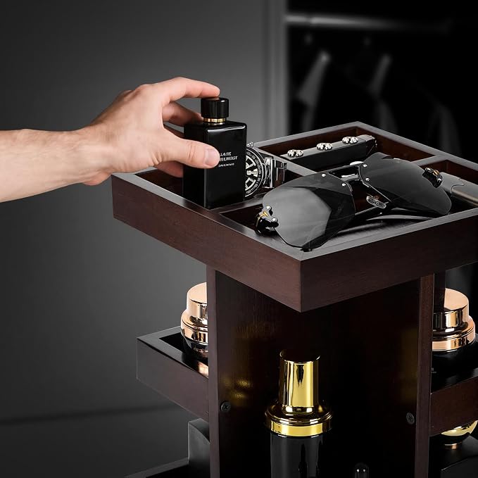 EXIN DECHEN Cologne Organizer for Men,Birthday Gifts for Men,Walnut Color | Easy Installation,360° Rotating,Boyfriend Husband Dad Gift Ideas,Mens Accessories for Desk,Bathroom Countertop,Vanity,Dresser - Image 5