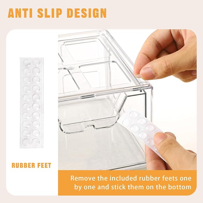 Stebopum 6 Pack Stackable Storage Drawers Clear Acrylic Organizer Makeup Bathroom Organizer and Storage Bins for Beauty Supplies,Ideal for Vanity, Bathroom,Pantry Organization - Image 3