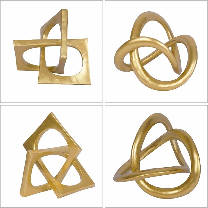 Modern Geometric Round Sculpture Gold Knot Statue Decor Tabletop Sculpture and Figurines Round Decorative Ornaments Knick Knacks Home Decor for Shelves Coffee Table Bookshelf Decoration Gifts - Image 7