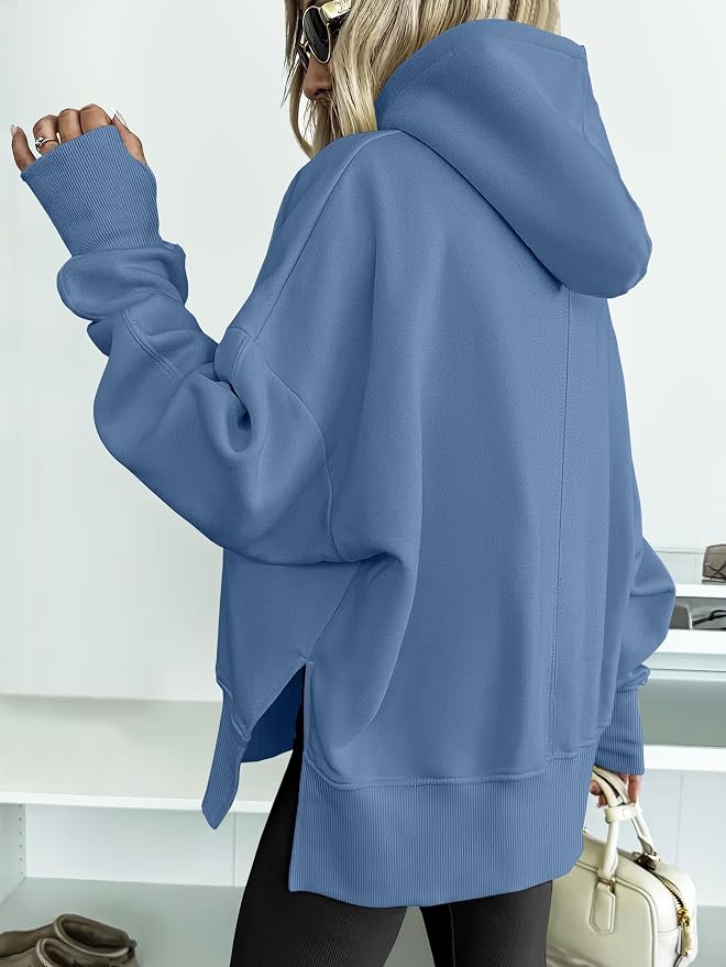 ANRABESS Womens Oversized Hoodies Long Sleeve Fleece Side Slit Hooded Sweatshirts Pullover 2026 Fall Outfits Y2K Clothes - Image 3