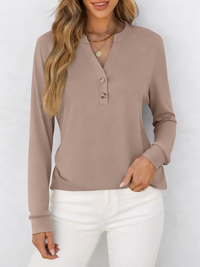 ANRABESS Women's Long Sleeve Shirts 2026 Spring Fashion Dressy Casual Tops Trendy Henley Blouses Cute Work Outfits Clothes - Image 3