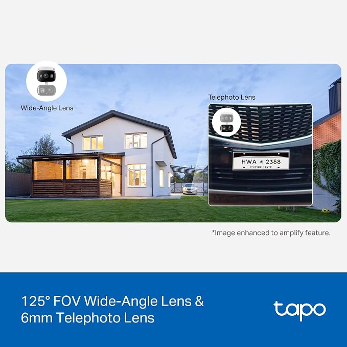 Tapo 2K Indoor/Outdoor Dual Lens Pan/Tilt Wired Security Camera - 125° Wide-Angle View + 6mm Zoom, Motion Track, Person/Vehicle Detection, Local Storage or Optional Cloud, C246D - Image 3