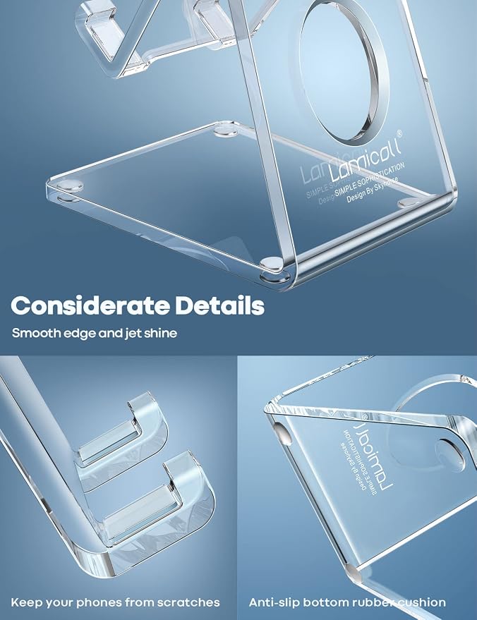 Lamicall Clear Acrylic Cell Phone Stand, Office Desk Decor Accessories | Office Cubicle Decor, Accessories & Workspace Organizers for Women, Teacher Desk Essentials, Cute Work From Home Supplies - Image 5