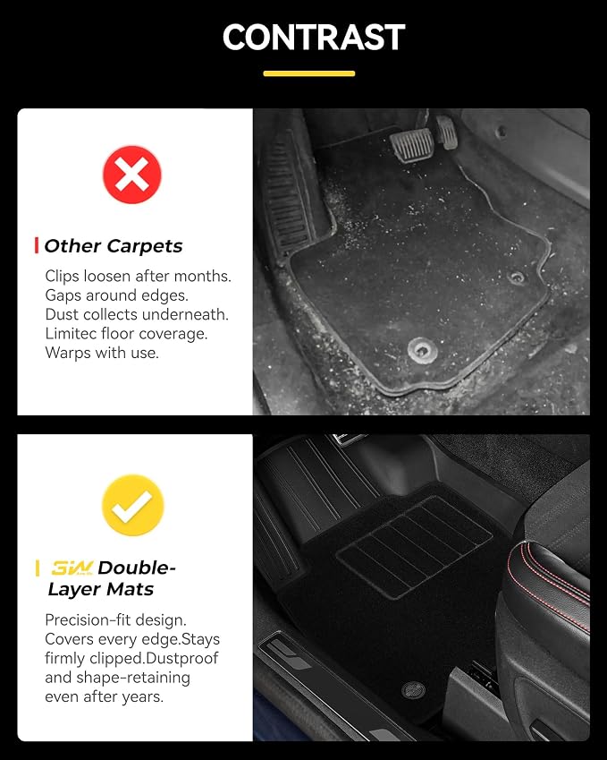 3W Floor Mats & Cargo Liner & Carpets Fit for 2021-2024 2025 Ford Bronco 4 Door, All Weather TPE Custom Fit Floor Liner and Trunk Mat Full Set Car Mats (Not for Bronco Sport & Rubberized Floor) - Image 6