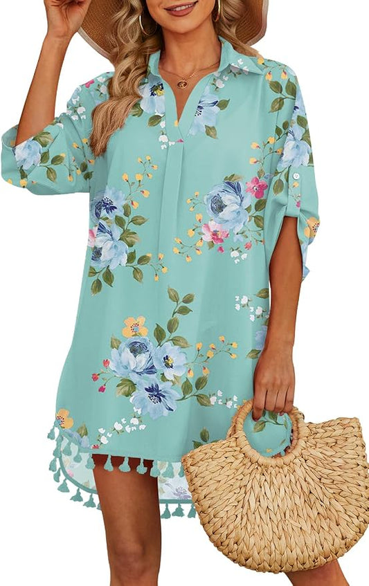 Yincro Women Swimsuit Cover Up Shirt 2026 Tassel Beach Bathing Suit for Swimwear Bikini Dress by YINCRO