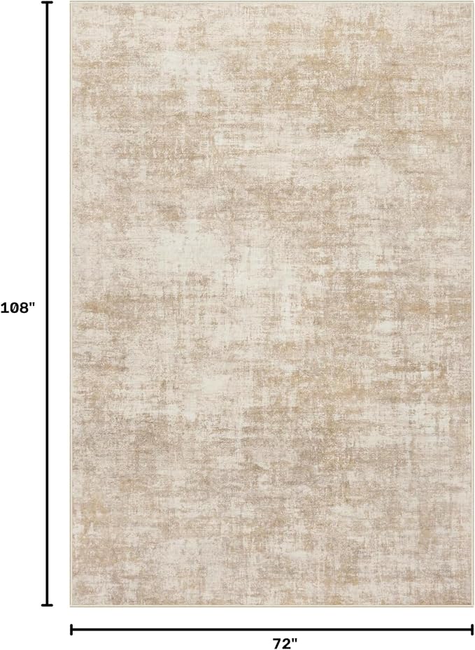 6x9 Area Rugs Washable Rug: Large Modern Abstract Living Room Rug Soft Anti-Skid Thin Carpet Indoor Floor Non-Shedding Carpets for Bedroom Dining Room Farmhouse Nursery Home Office Beige - Image 2