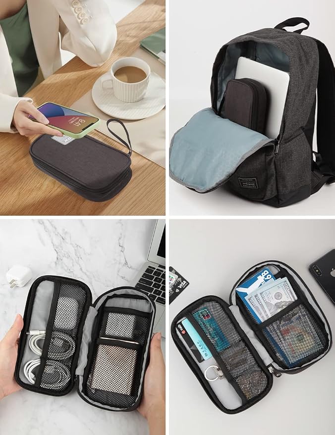 GOX Cable Organizer Pouch – Case for Chargers and Cords, Cord Organizer Travel Black, Small Cable Organizer Bag for Earbuds & Tech Accessories(Black) - Image 7