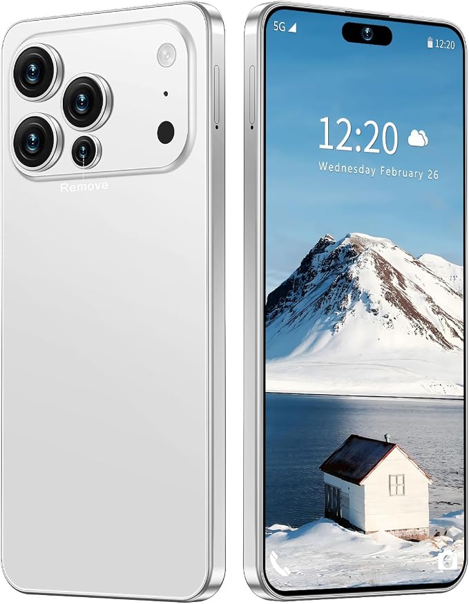 17 PMAX Unlocked Cell Phone,16GB+512GB Smartphone,6.99" HD Screen Android 15 5G Phones,Battery 7000mAh Android The Phone,Fingerprint Button Unlock/GPS/Face ID/Dual SIM/5G (White) by Unknown