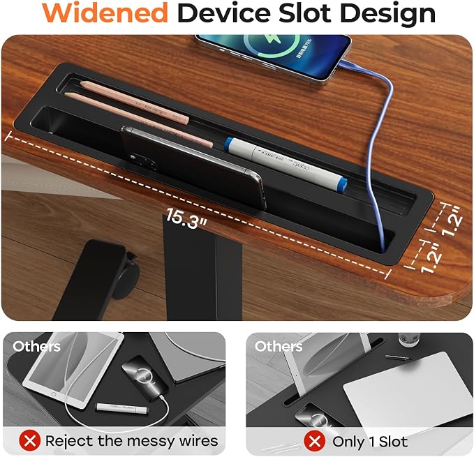 28" Mobile Standing Desk with Drawer, Portable Laptop Desk | Rolling Desk with Cup Holder and Hooks, Height Adjustable Computer Cart with Storage, Lockable & Hidden Wheels, Dark Wood - Image 7
