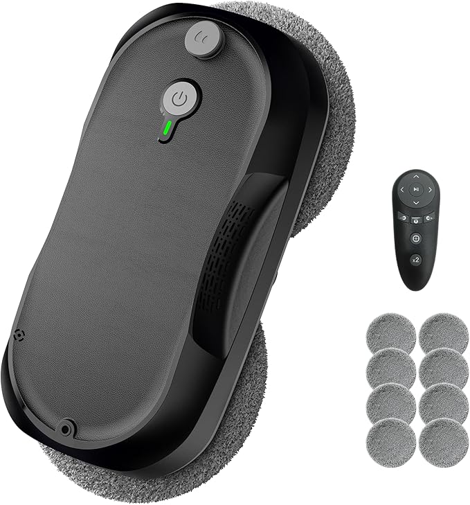 Obito Window Cleaning,Window Cleaner Robot with Triple Safety System,Edge Detection,Intelligent Navigation,Anti-Slipping, Longer Battery Life, Max 6400Pa, Remote Control by FreeYourHandsSmartLiving