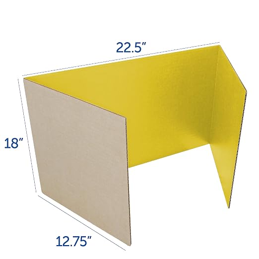 Flipside Products 18”x 48” Yellow Study Carrel, Privacy Boards, Student Privacy and Focus Booth for The Classroom, Desk Divider Cubby for Tests, Made in USA - 12 Pack - Image 2