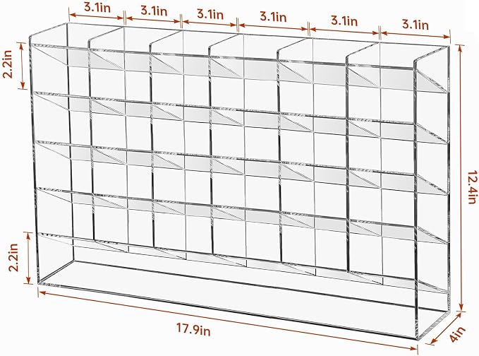 BEYGORM Acrylic Vertical Marker Organizer for 375 Markers, Desk Orgaizer | 31 Compartments Clear Angled Pen & Pencil Holder, Large Stationery & Art Supply Storage for School (17.9x 12.4 x 4 Inch) - Image 2