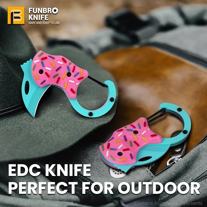 FUNBRO Small Pocket Knife for Women, Edc Knives Tool | Cute Donut Folding Box Cutter with 1.34 Inch Sharp Blade, Great Gift for Her - Image 8