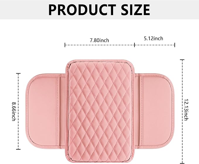 Stacool Upgraded Car Center Console Cover,Microfiber Leather Car Armrest Cover Cushion with 2 Storage Bags,Universal Car Armrest Storage Box (Pink) - Image 2