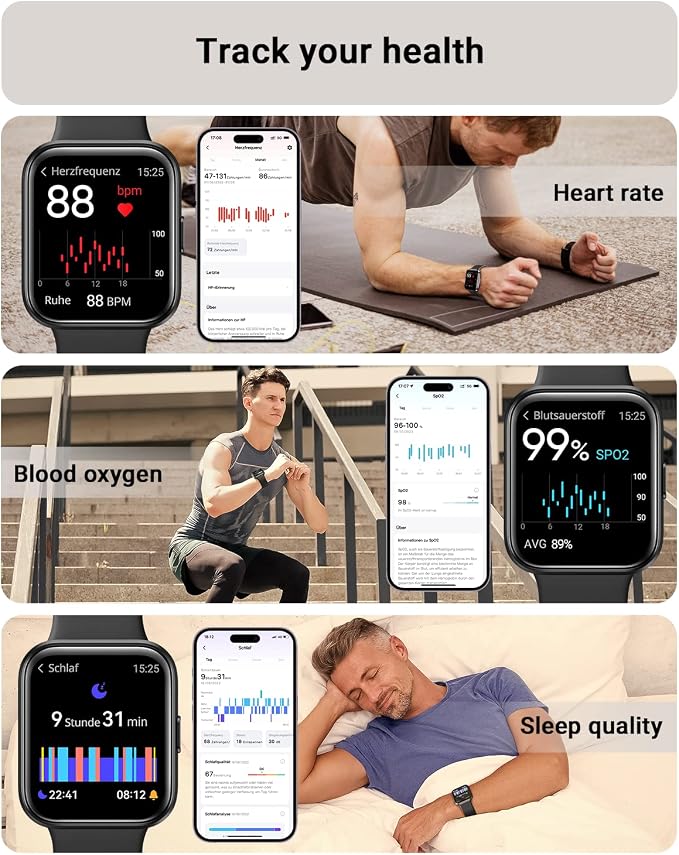 Tensky Smart Watch for Men/Women Android/iPhone/Samsung, Alexa Built-in, 1.8" Touch Screen Fitness Tracker with Answer/Make Calls, 3ATM Waterproof Heart Rate/Sleep/SpO2 Monitor, 120+ Sport Modes - Image 4