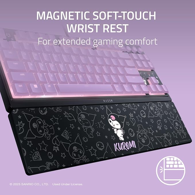 Razer Ornata V3 TKL Gaming Keyboard, Low-Profile Keys, Kuromi Edition | Mecha-Membrane Switches, UV-Coated Keycaps, Backlit Media Keys, 8-Zone RGB Lighting, Magnetic Wrist Wrest - Image 6
