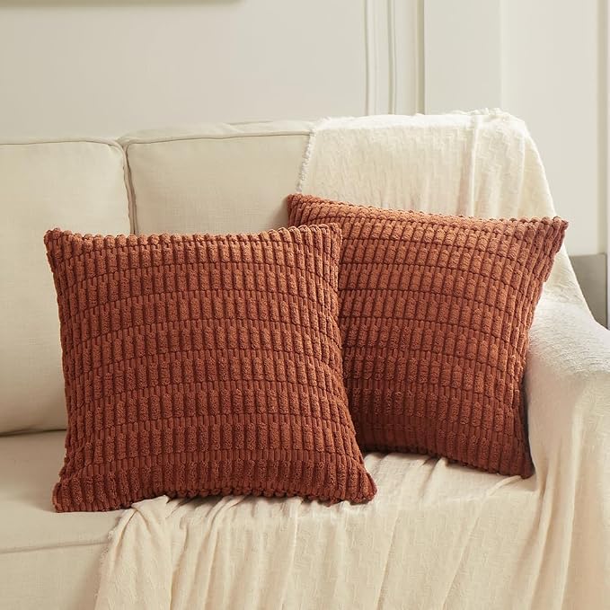 Fancy Homi 4 Packs Decorative Throw Pillow Covers for Living Room Couch Bed, Modern Farmhouse Boho Home Décor Accent Cushion Case, 24" x 24", Rust - Image 6