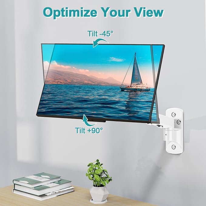 MOUNT PRO Single Monitor Wall Mount for 13 to 32 Inch Computer Screens, Height Adjustable Wall Mount Monitor Arm Holds Up to 19.8lbs, Full Motion Wall Bracket, VESA Mount 75x75, 100x100, White - Image 6