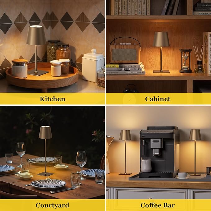 Kakanuo Brown Cordless Rechargeable Table Lamp 5000mAh Battery Operated Lamps, 3 Colors Stepless Dimming Touch Lamp for Living Room, Kitchen Counter, Dining, Outdoor Patio, 2 Pack - Image 6