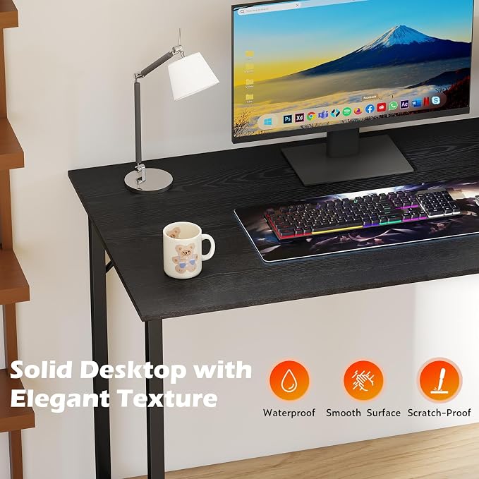 BestOffice Computer Desk,Home Office Desk, Modern Simple Style for Home Office Study Writing (Black, 47 Inch) - Image 5